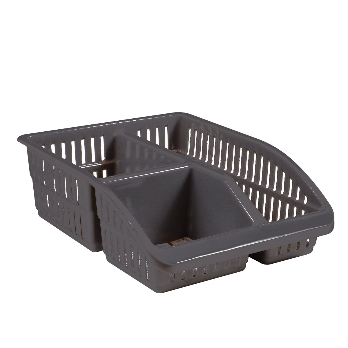 1pc Organizer Basket #4 (Assorted)  – 3 Compartment Plastic Storage Basket (Pink, Beige, White, Grey) - Habitt