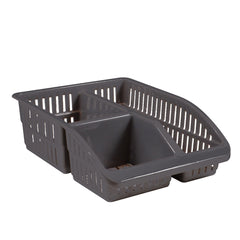 1pc Organizer Basket #4 (Assorted)  – 3 Compartment Plastic Storage Basket (Pink, Beige, White, Grey) - Habitt