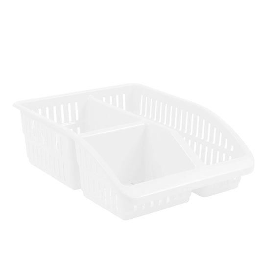 1pc Organizer Basket #4 (Assorted)  – 3 Compartment Plastic Storage Basket (Pink, Beige, White, Grey) - Habitt