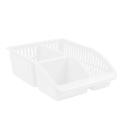1pc Organizer Basket #4 (Assorted)  – 3 Compartment Plastic Storage Basket (Pink, Beige, White, Grey) - Habitt