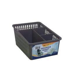 1pc Organizer Basket Mini #1 (Assorted)  – 3 Compartment Plastic Storage Basket (Grey, Beige, Pink, White - Habitt