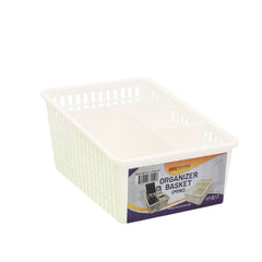 1pc Organizer Basket Mini #1 (Assorted)  – 3 Compartment Plastic Storage Basket (Grey, Beige, Pink, White - Habitt