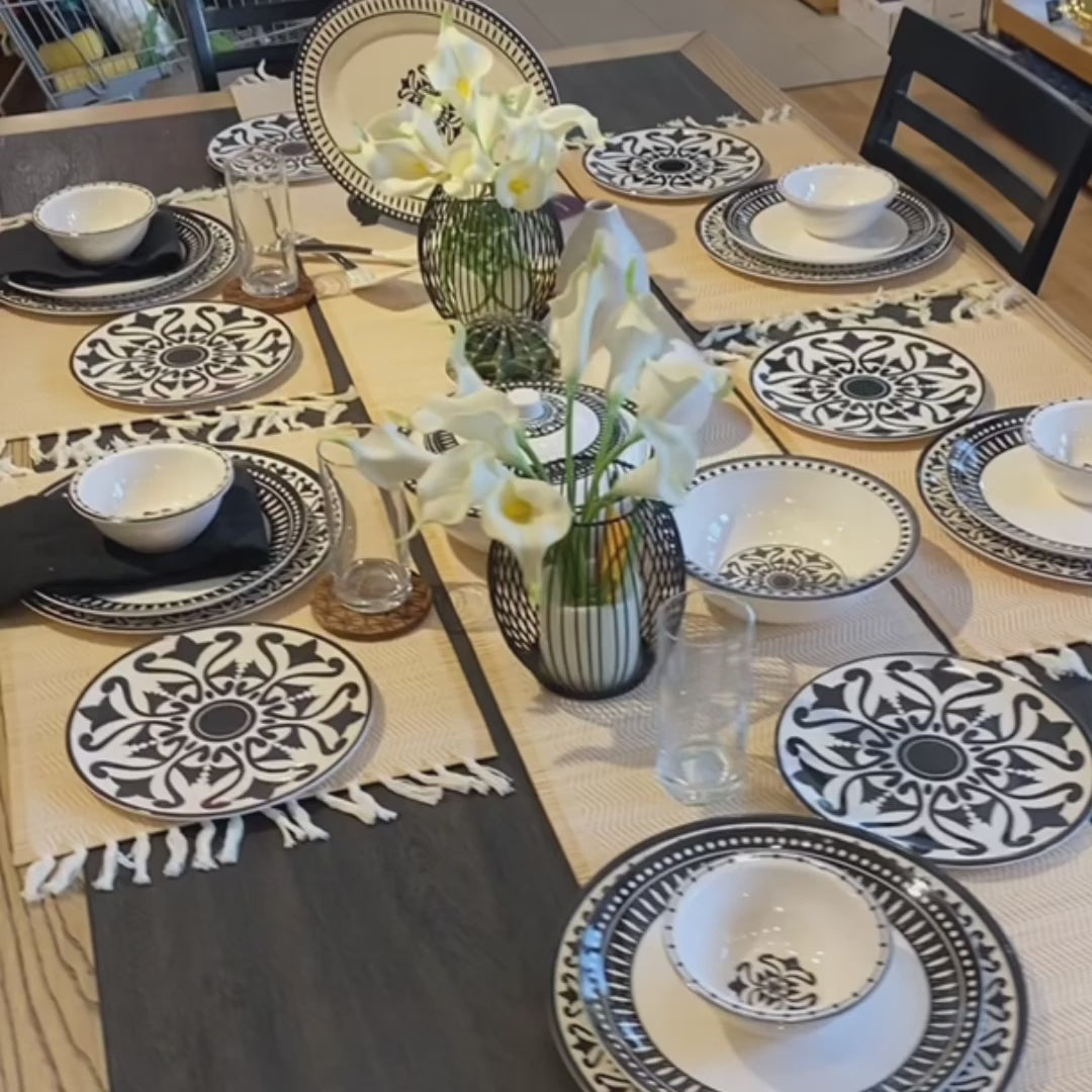 30PCS  6 Person Dinner Set Monochrome Black
