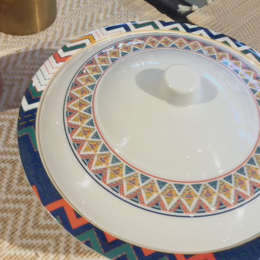 30PCS  6 Person Dinner Set Coloured Chevron