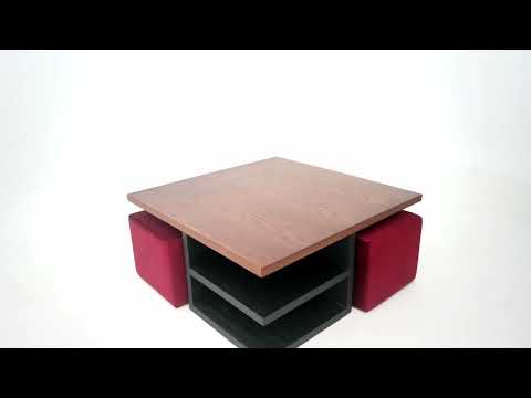 Bernard Center Table with two Poufs
