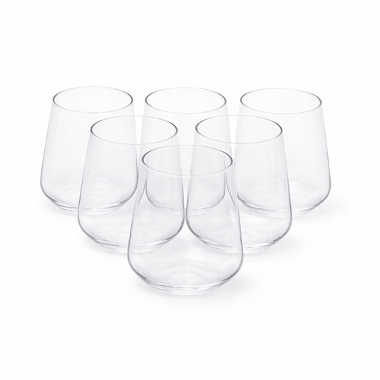 6Pcs Tumbler Set – 410ml Clear Stemless Drinking Glasses - Habitt