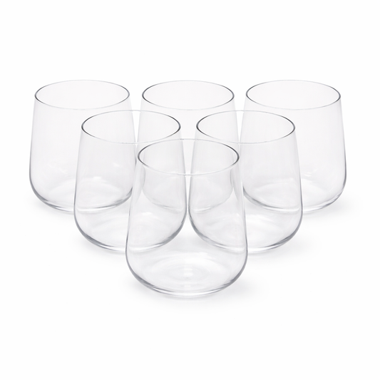 6Pcs Tumbler Set – 410ml Clear Stemless Drinking Glasses - Habitt