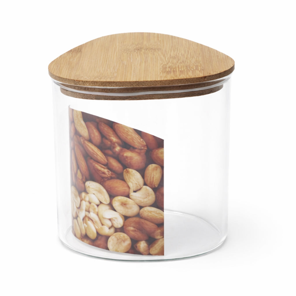 Tri Jar Small – Clear Storage Jar with Wooden Lid - Habitt