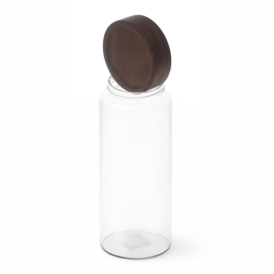 Wood Lid Jar (Large) – Tall Premium Storage Container with Dark Wooden Lid - Habitt