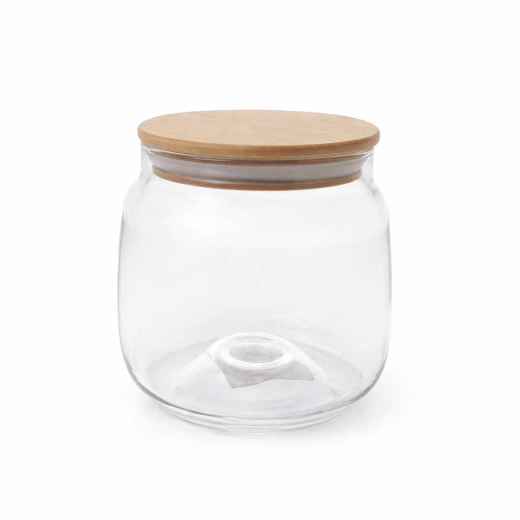 800ml Storage Jar with Wood Lid – Large Kitchen Container - Habitt