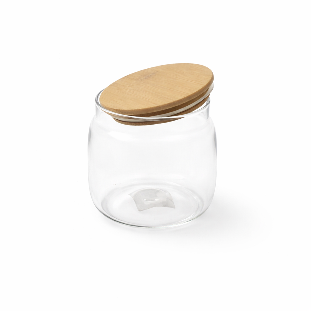 800ml Storage Jar with Wood Lid – Large Kitchen Container - Habitt