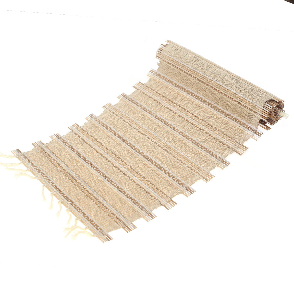Neutral Weave Bamboo Runner 13x45" – Natural Textured Dining Table Runner - Habitt