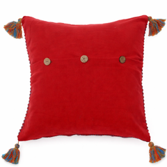 Jute Textures Cushion Cover 18x18" – Rustic Striped Tassel Decorative Pillow - Habitt