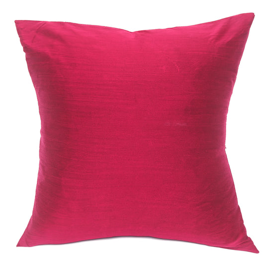 Buy 1 Get 1 Free Pink Cotton Silk Cushion Cover 18x18 – Elegant Plain Decorative Throw Pillow for Sofa, Bed & Living Room - Habitt