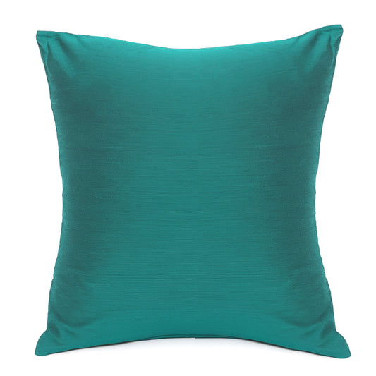 Buy 1 Get 1 Free Green Cotton Silk Cushion Cover 18x18 – Elegant Plain Decorative Throw Pillow for Sofa, Bed & Living Room - Habitt
