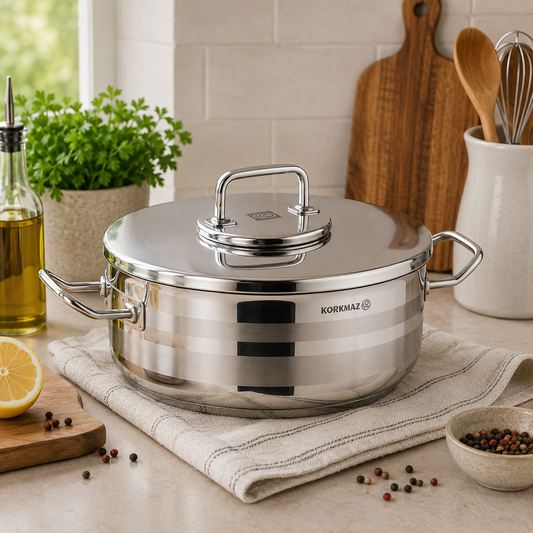 Astra2 Stainless Steel Casserole with Lid – Available in 20x11.5 cm, 28x16 cm & 30x18 cm