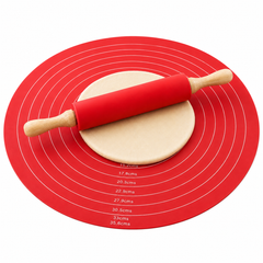 Assorted Color Rolling Pin with Non-Slip Silicone Dough Mat Set
