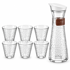 Premium Textured Glass Water Pitcher with Glasses