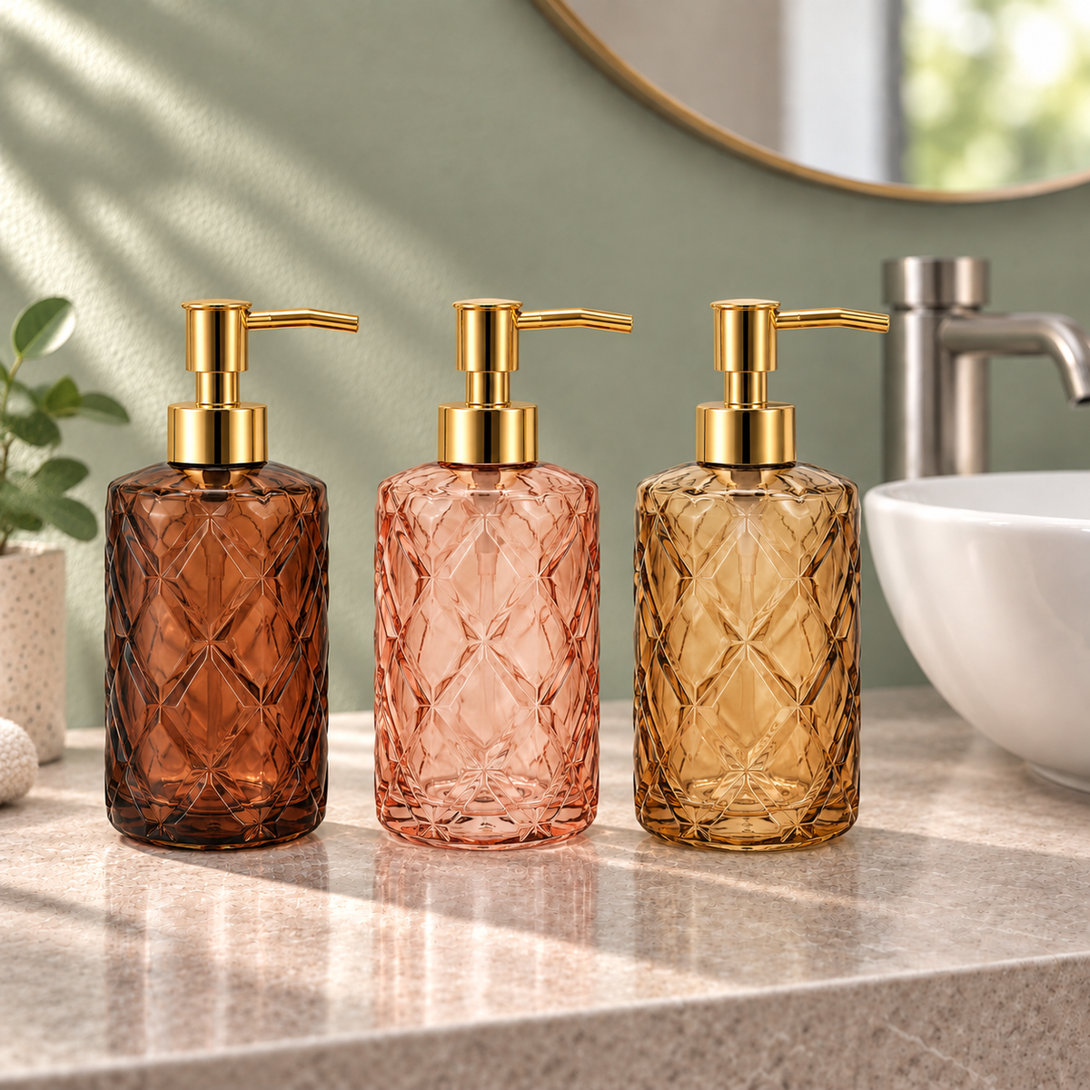 Glass Diamond Soap Dispenser Mix Color |  Design Soap Bottle