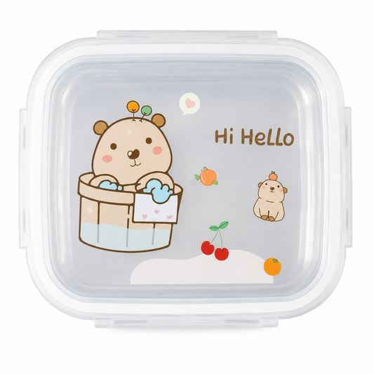 Hi Hello  Stainless Steel Lunch Box with Spoon | Leakproof Food Storage Container for Office, School & Travel | Reusable Bento Lunch Box