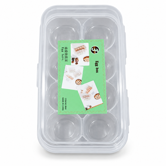 Medium Plastic Egg Storage Box with Lid | Stackable Egg Container for Refrigerator