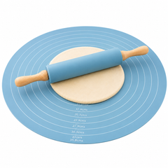 Assorted Color Rolling Pin with Non-Slip Silicone Dough Mat Set
