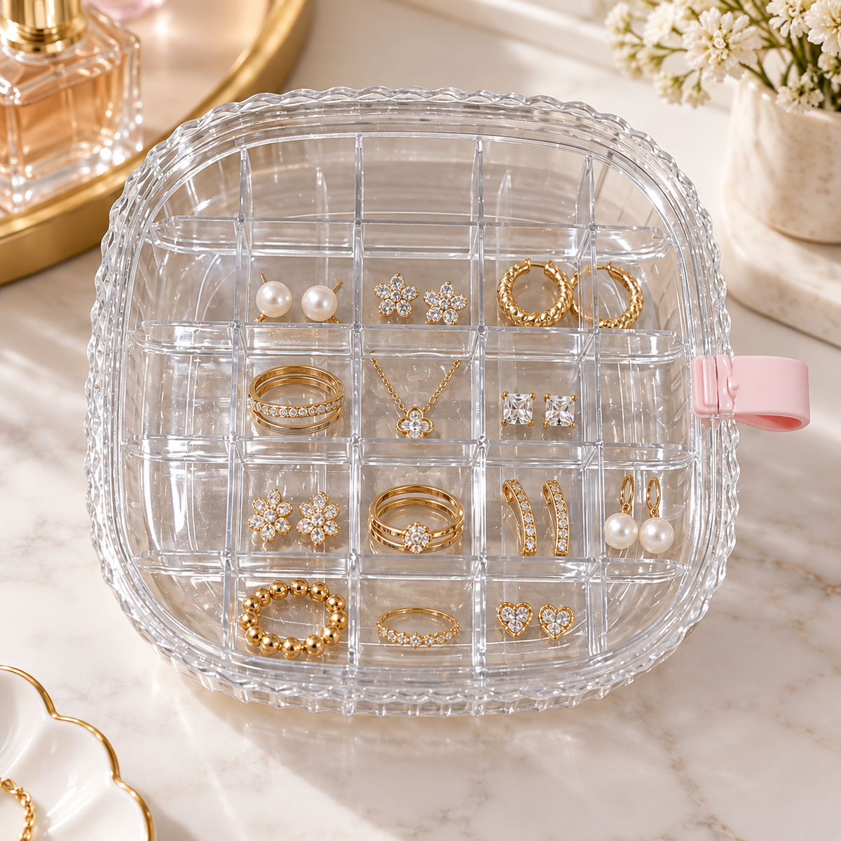 Jewellery Partition Box 2 in 1 – Multi-Compartment Jewellery Organizer