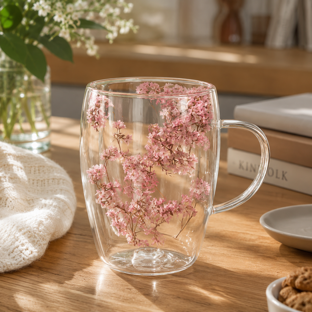 Double Wall Glass Mug – Dark Oasis | 350ml