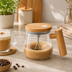 Heat-Resistant Glass Coffee Beater with USB-Powered Stirrer