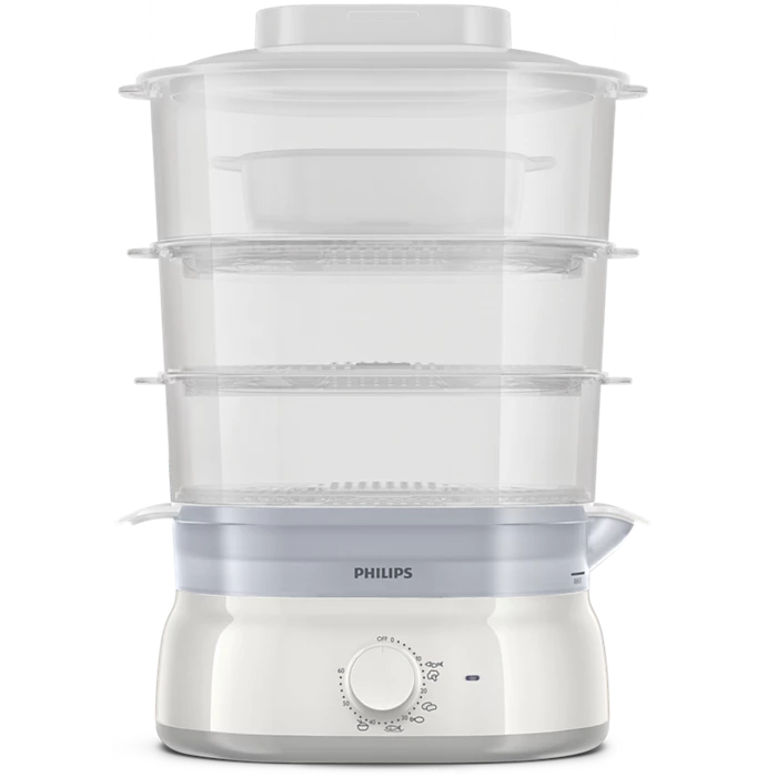 Philips Daily Collection Food Steamer 900W with 3-Tier Baskets, Egg Rack & Rice Bowl (HD9125/90) - Habitt