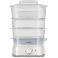 Philips Daily Collection Food Steamer 900W with 3-Tier Baskets, Egg Rack & Rice Bowl (HD9125/90) - Habitt