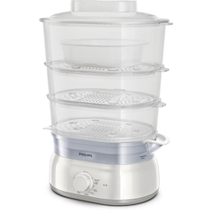 Philips Daily Collection Food Steamer 900W with 3-Tier Baskets, Egg Rack & Rice Bowl (HD9125/90) - Habitt