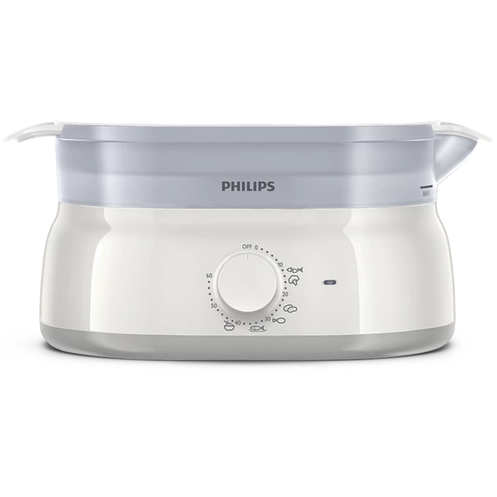 Philips Daily Collection Food Steamer 900W with 3-Tier Baskets, Egg Rack & Rice Bowl (HD9125/90) - Habitt