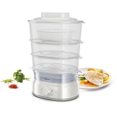 Philips Daily Collection Food Steamer 900W with 3-Tier Baskets, Egg Rack & Rice Bowl (HD9125/90) - Habitt