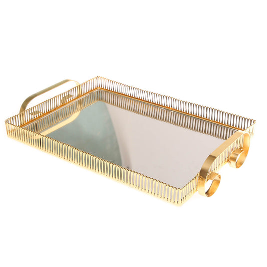 Golden Iron & Glass Rectangular Tray – Y805B - Habitt