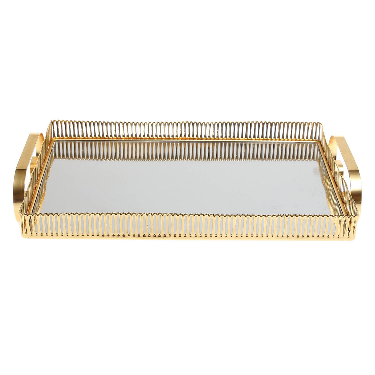 Golden Iron & Glass Rectangular Tray – Y805B - Habitt