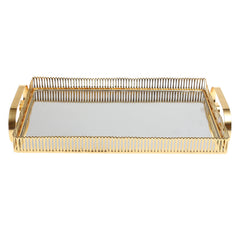 Golden Iron & Glass Rectangular Tray – Y805B - Habitt