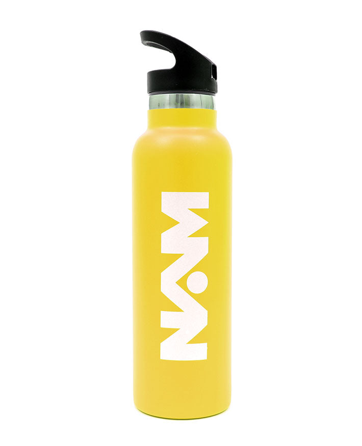 Straw Lid Bottle Metal Yellow 600 ML - Habitt
