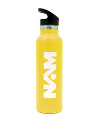 Straw Lid Bottle Metal Yellow 600 ML - Habitt