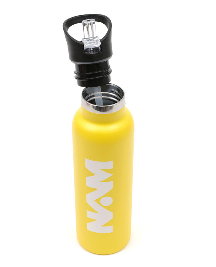Straw Lid Bottle Metal Yellow 600 ML - Habitt