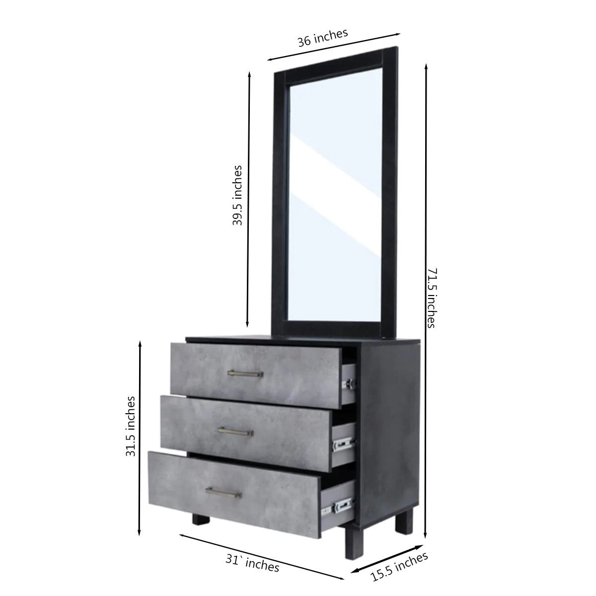 Oxford Black n Grey Dresser
